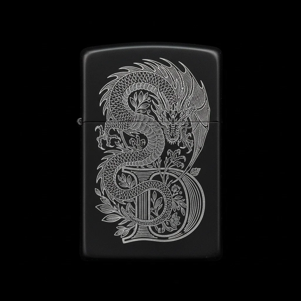 Zippo Ejderha Figürlü D Harfli Tasarım - V31