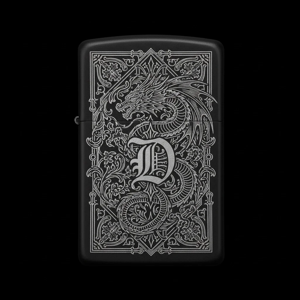 Zippo Ejderha Figürlü D Harfli Tasarım - V34