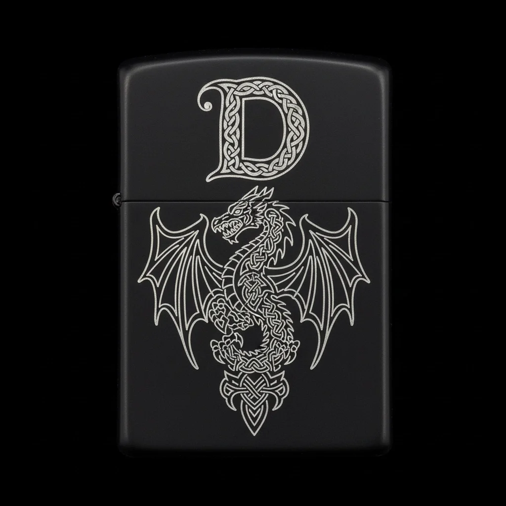 Zippo Ejderha Figürlü D Harfli Tasarım - V35