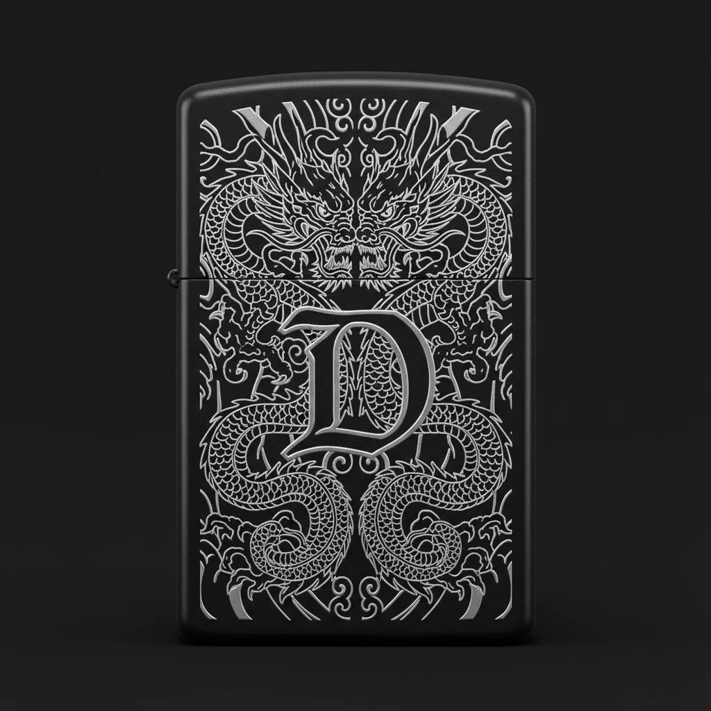 Zippo Ejderha Figürlü D Harfli Tasarım - V36