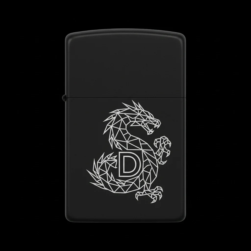 Zippo Ejderha Figürlü D Harfli Tasarım - V39