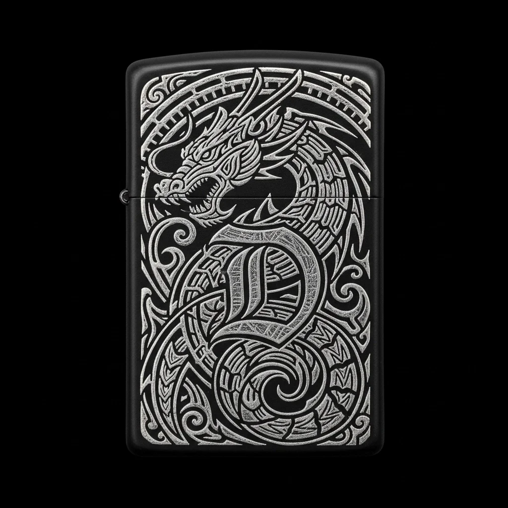 Zippo Ejderha Figürlü D Harfli Tasarım - V40