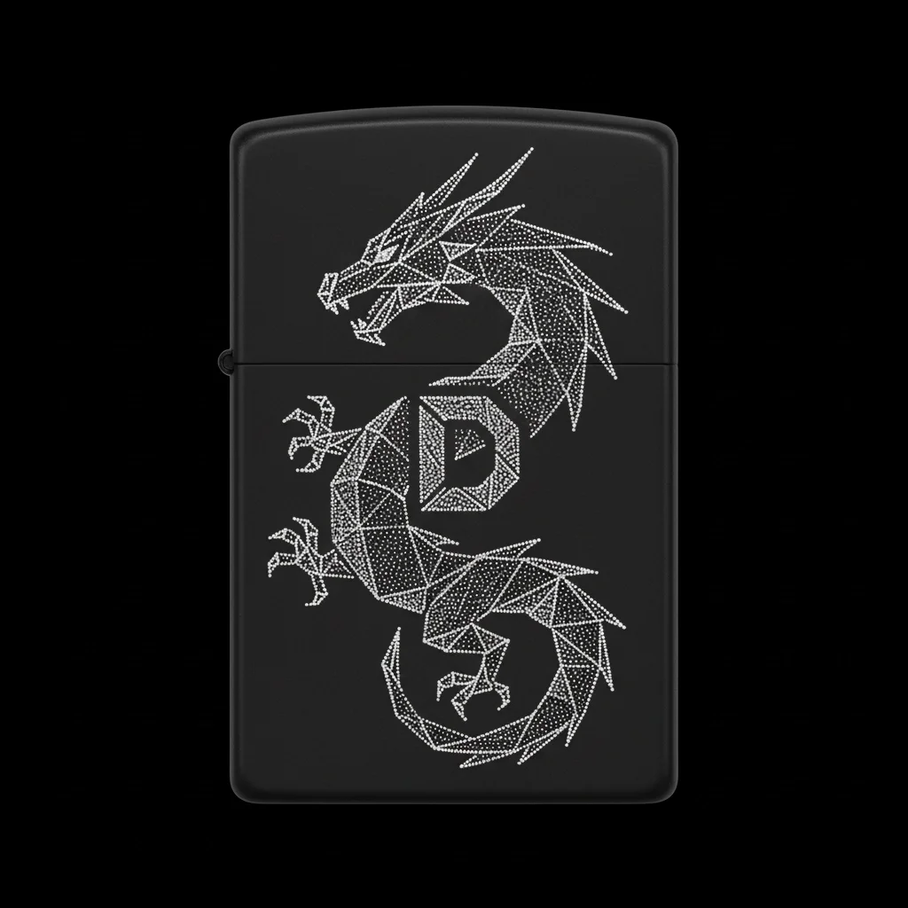 Zippo Ejderha Figürlü D Harfli Tasarım - V41