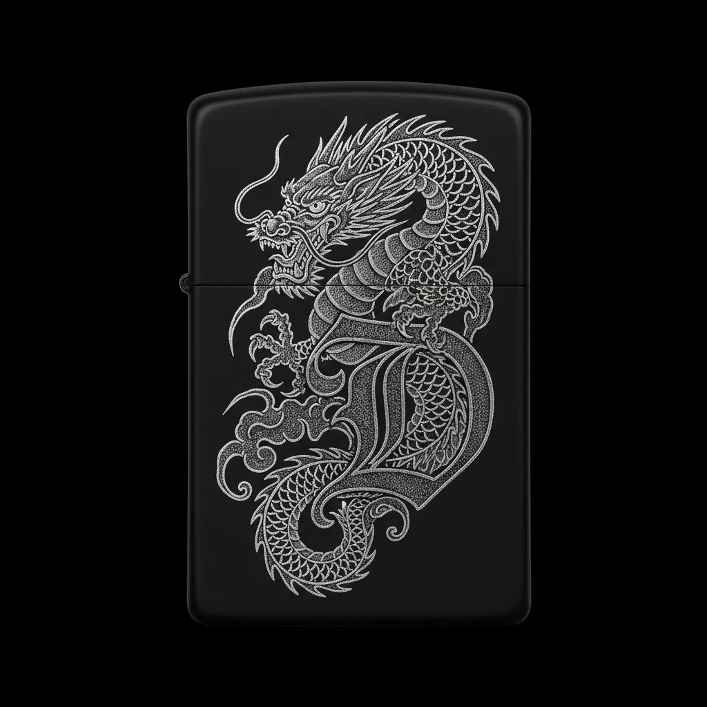 Zippo Ejderha Figürlü D Harfli Tasarım - V42