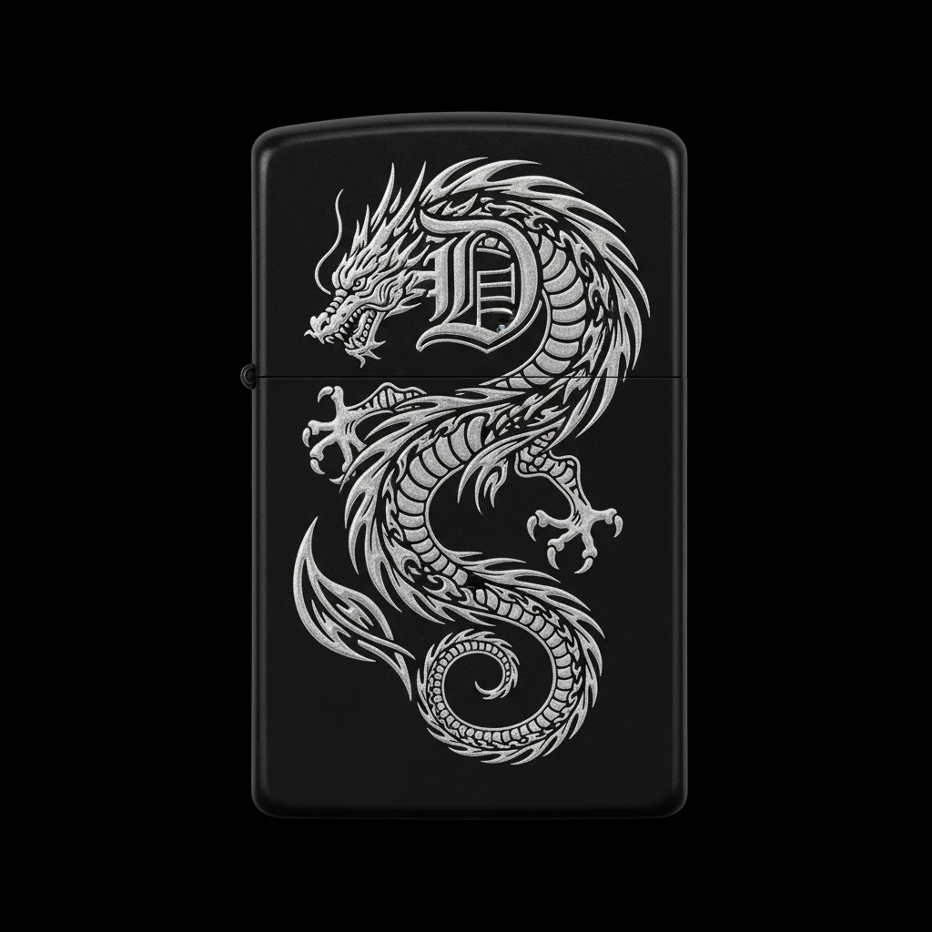 Zippo Ejderha Figürlü D Harfli Tasarım - V46