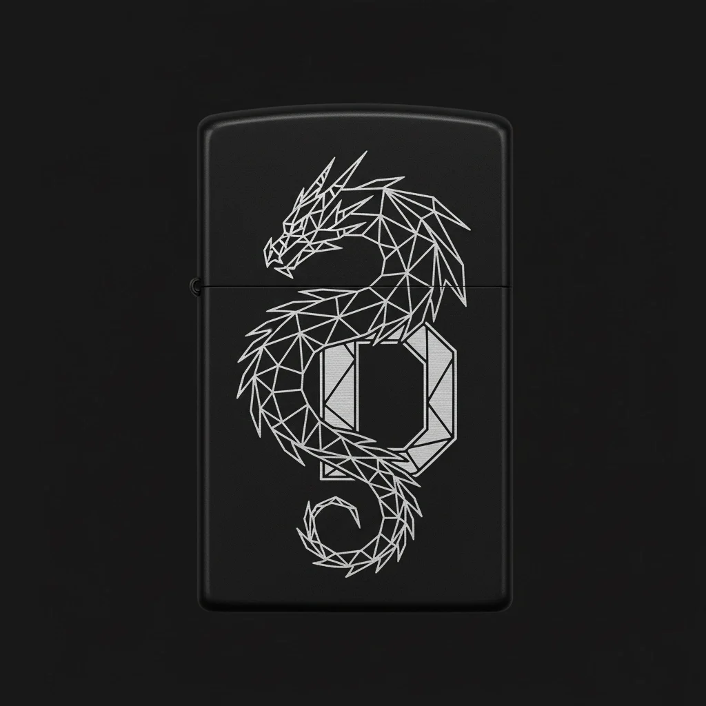 Zippo Ejderha Figürlü D Harfli Tasarım - V48