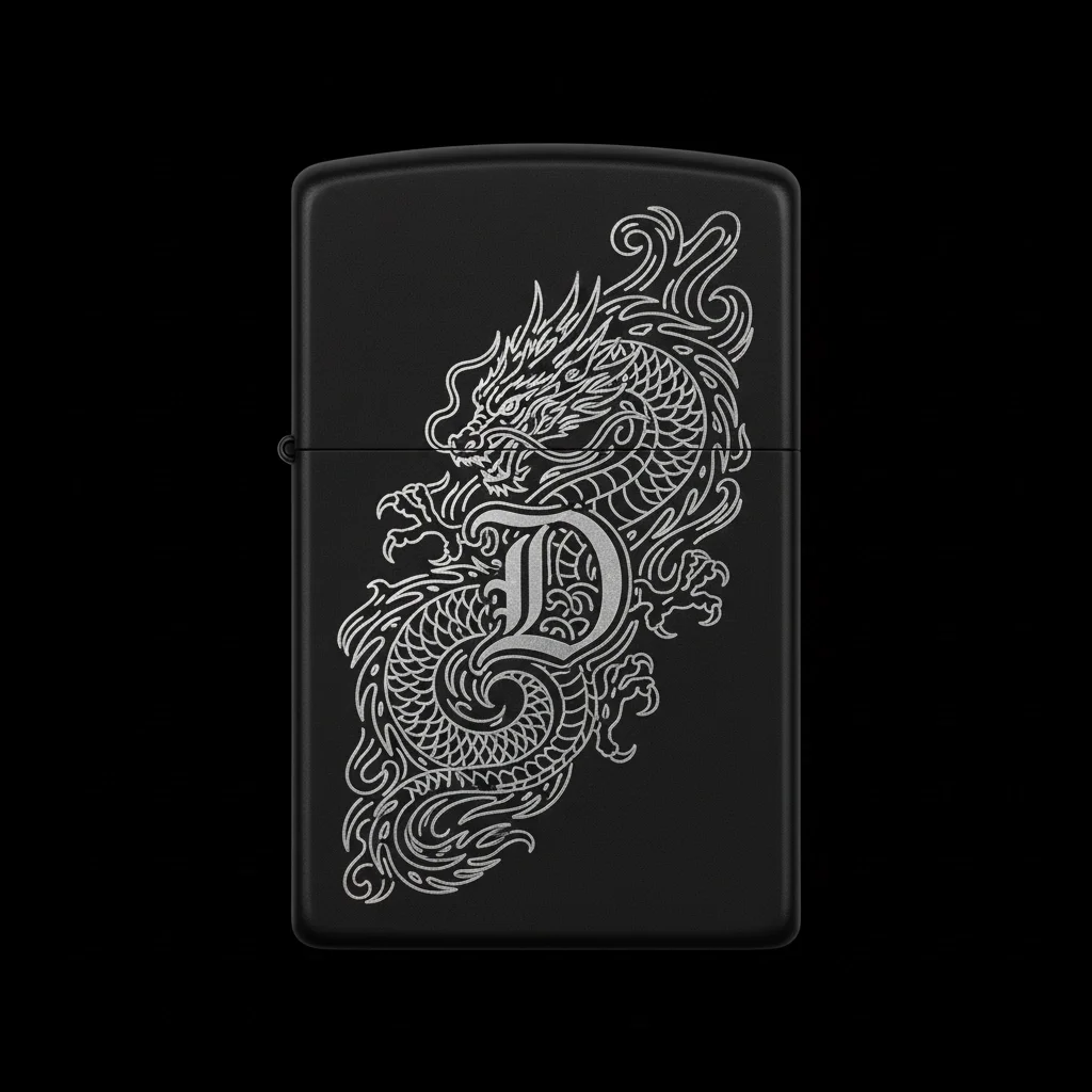 Zippo Ejderha Figürlü D Harfli Tasarım - V49
