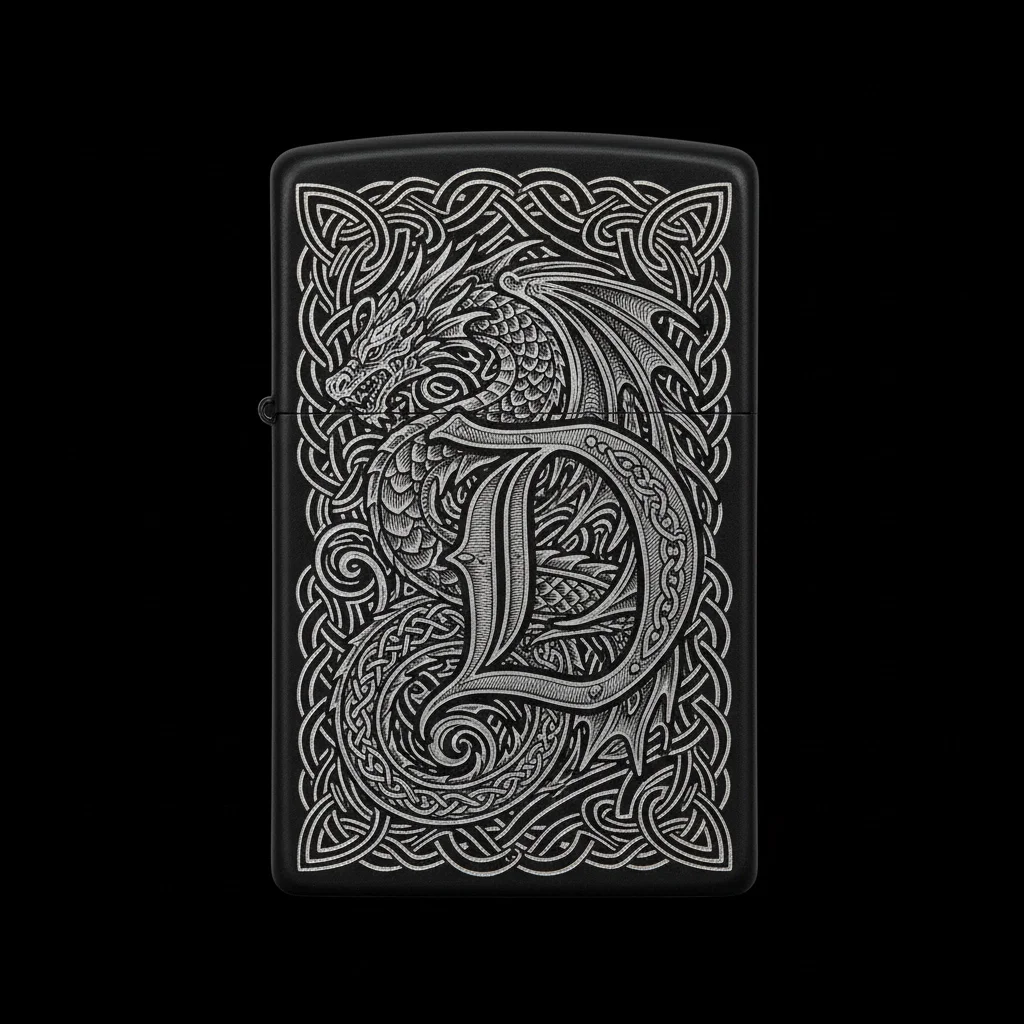 Zippo Ejderha Figürlü D Harfli Tasarım - V50