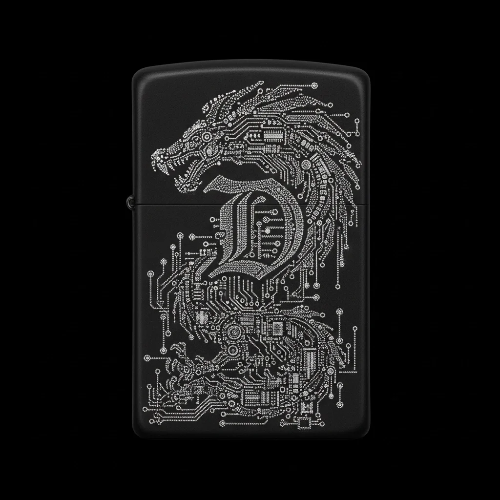 Zippo Ejderha Figürlü D Harfli Tasarım - V51