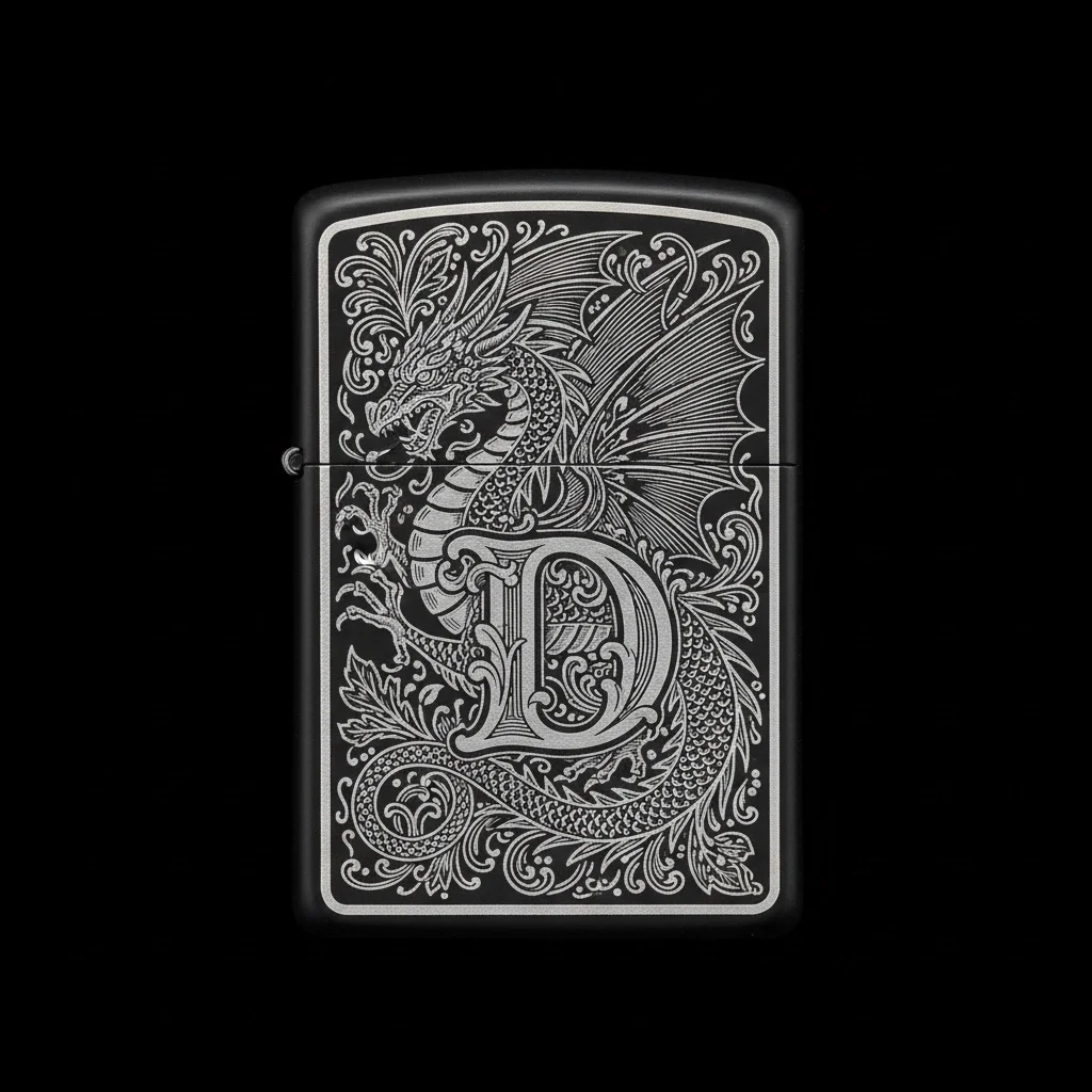 Zippo Ejderha Figürlü D Harfli Tasarım - V52