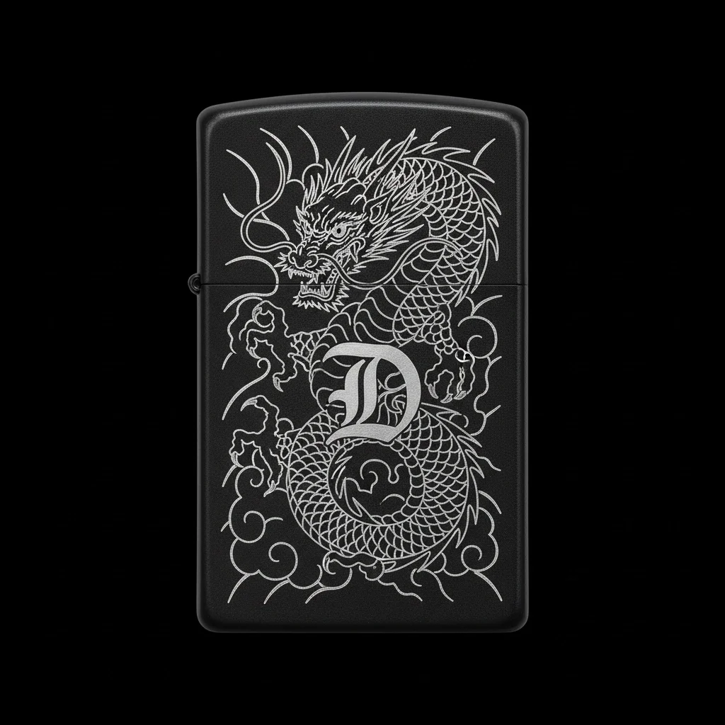 Zippo Ejderha Figürlü D Harfli Tasarım - V53