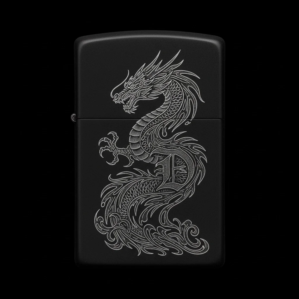 Zippo Ejderha Figürlü D Harfli Tasarım - V54
