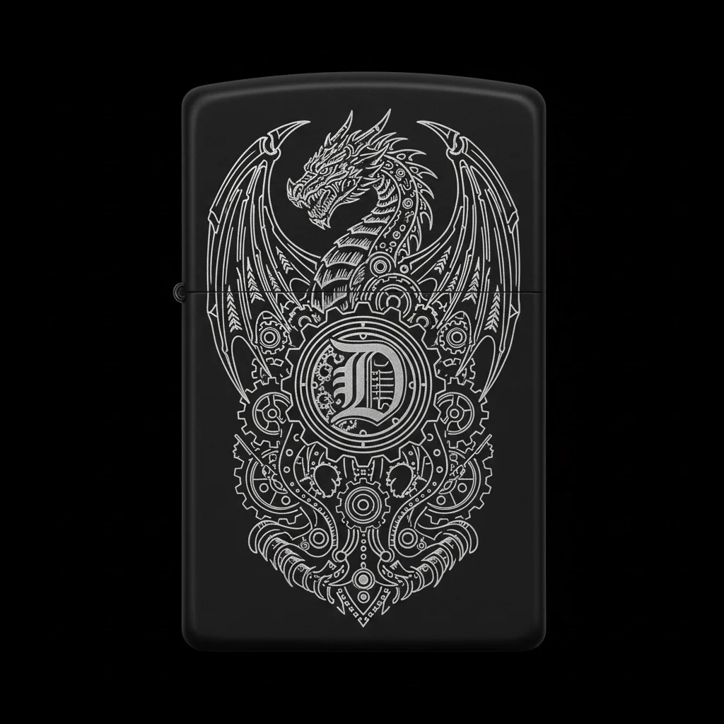 Zippo Ejderha Figürlü D Harfli Tasarım - V56