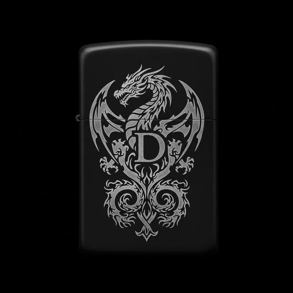 Zippo Ejderha Figürlü D Harfli Tasarım - V57