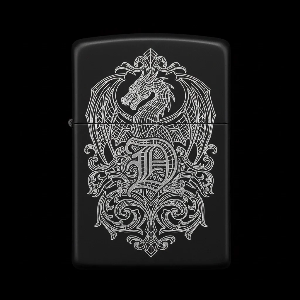 Zippo Ejderha Figürlü D Harfli Tasarım - V58