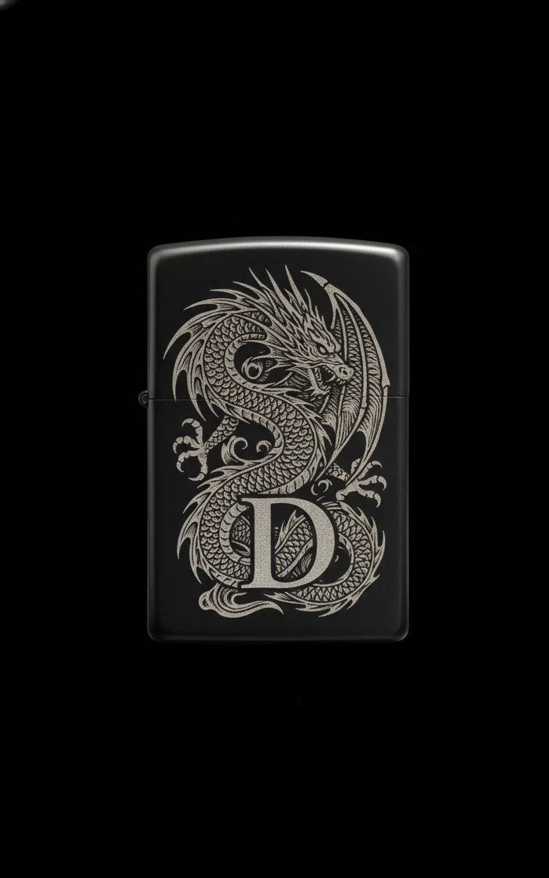 Zippo Ejderha Figürlü D Harfli Tasarım - V59