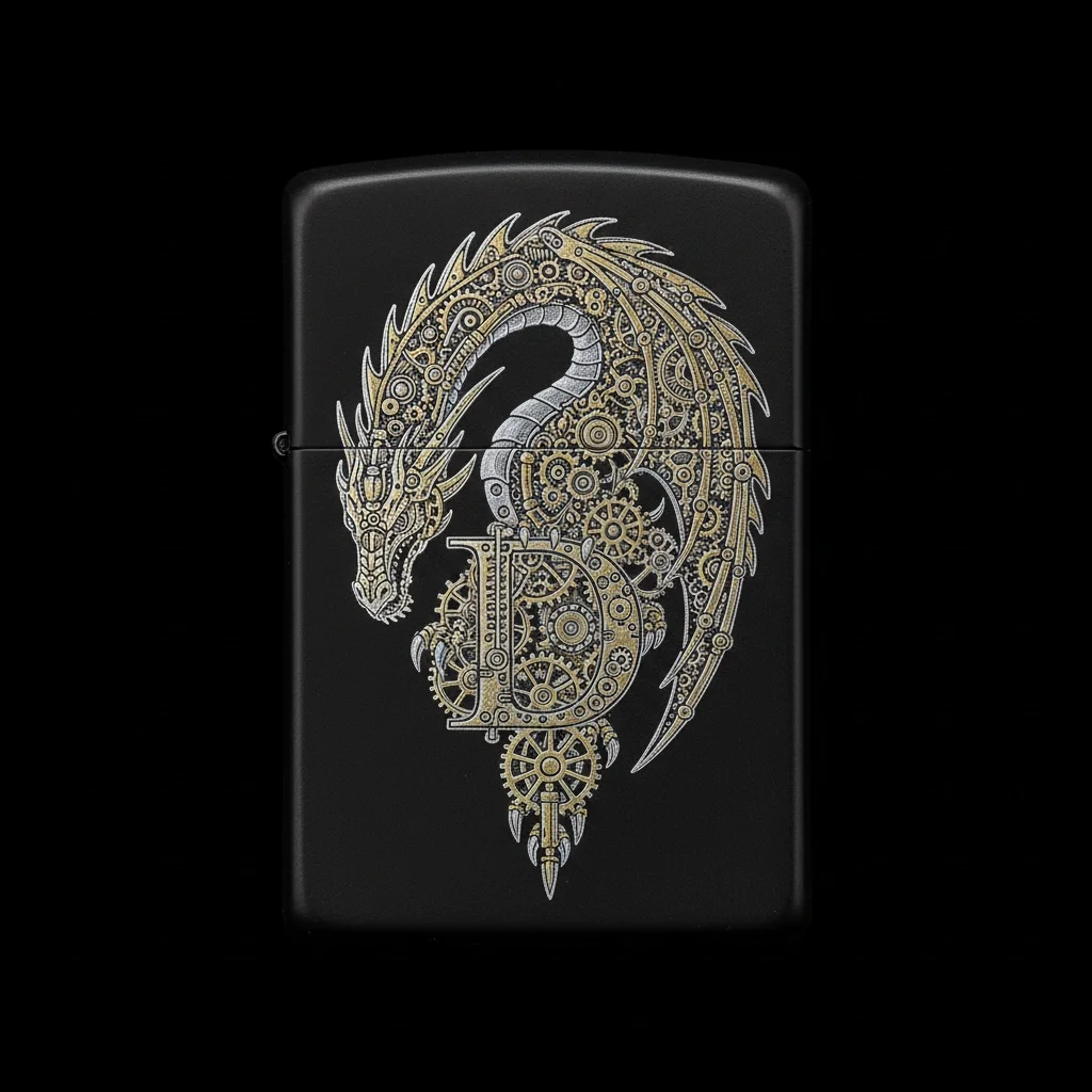 Zippo Ejderha Figürlü D Harfli Tasarım - V60