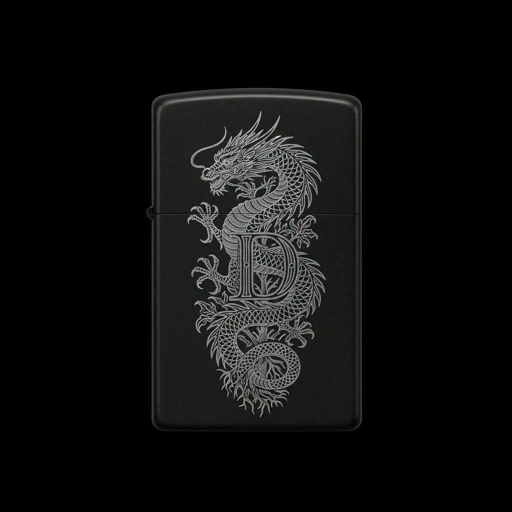 Zippo Ejderha Figürlü D Harfli Tasarım - V62