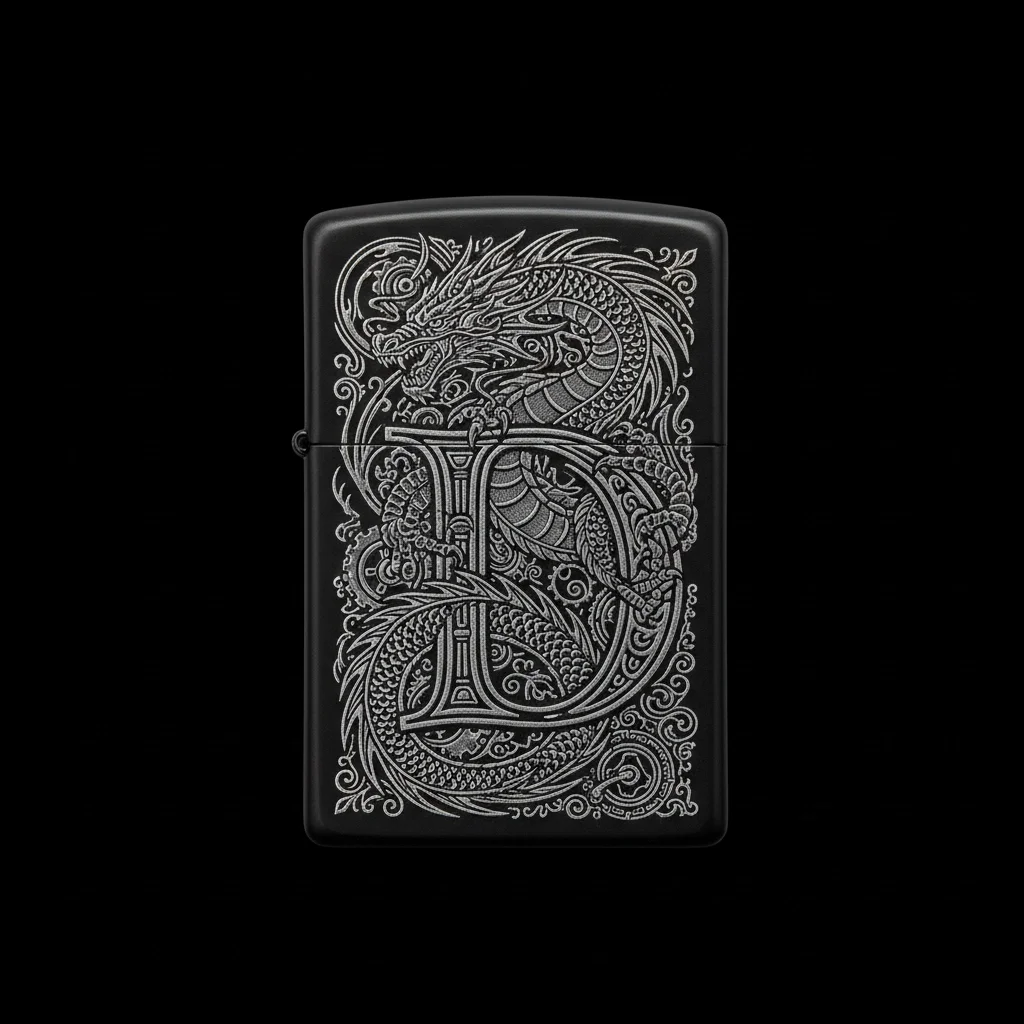 Zippo Ejderha Figürlü D Harfli Tasarım - V63