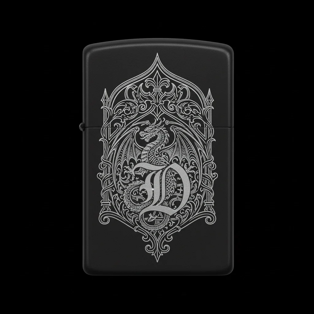 Zippo Ejderha Figürlü D Harfli Tasarım - V65