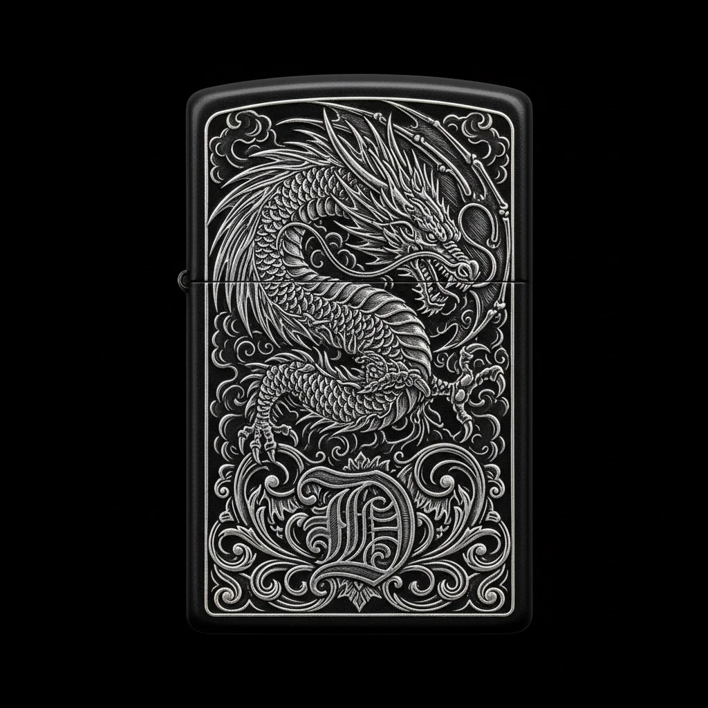 Zippo Ejderha Figürlü D Harfli Tasarım - V67