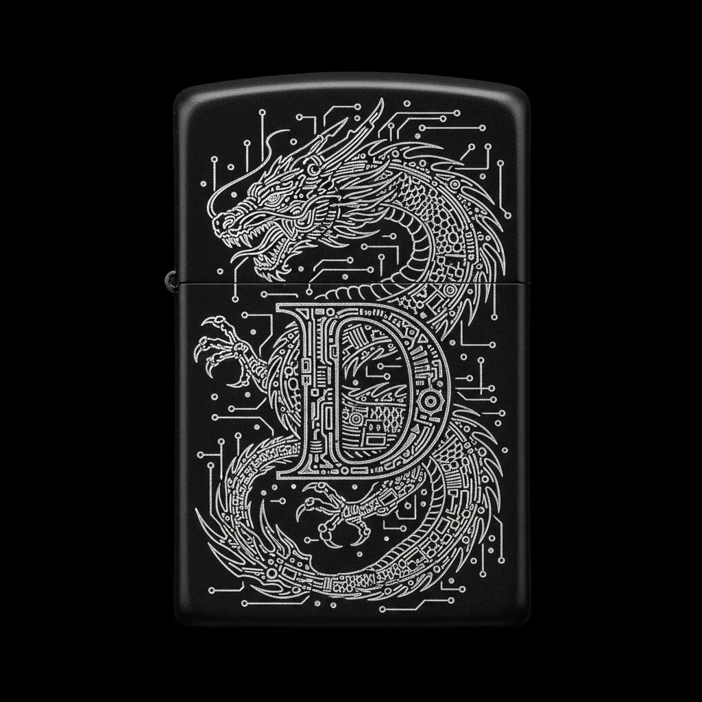 Zippo Ejderha Figürlü D Harfli Tasarım - V68