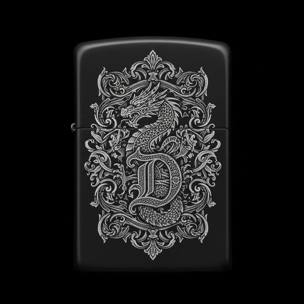 Zippo Ejderha Figürlü D Harfli Tasarım - V69