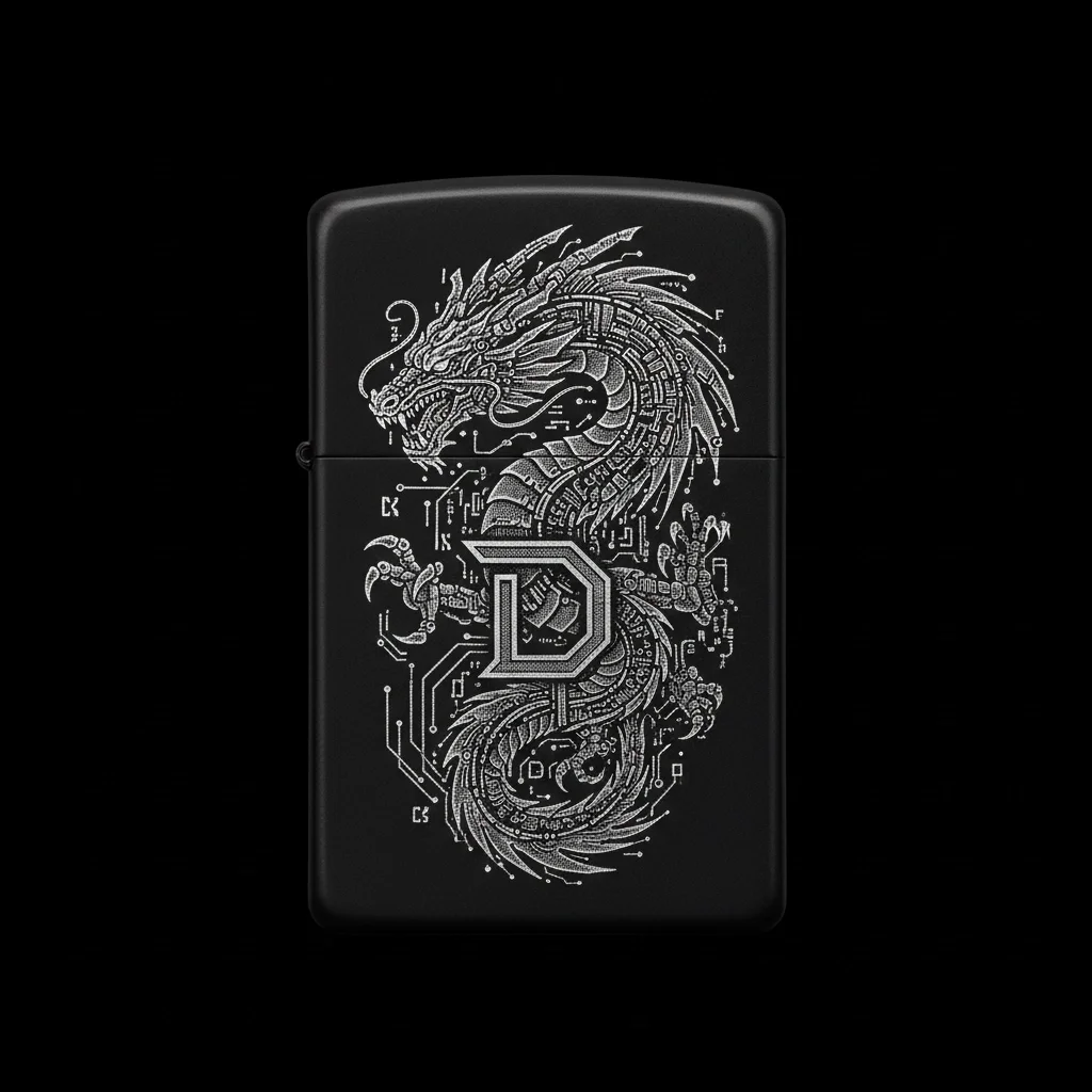 Zippo Ejderha Figürlü D Harfli Tasarım - V73