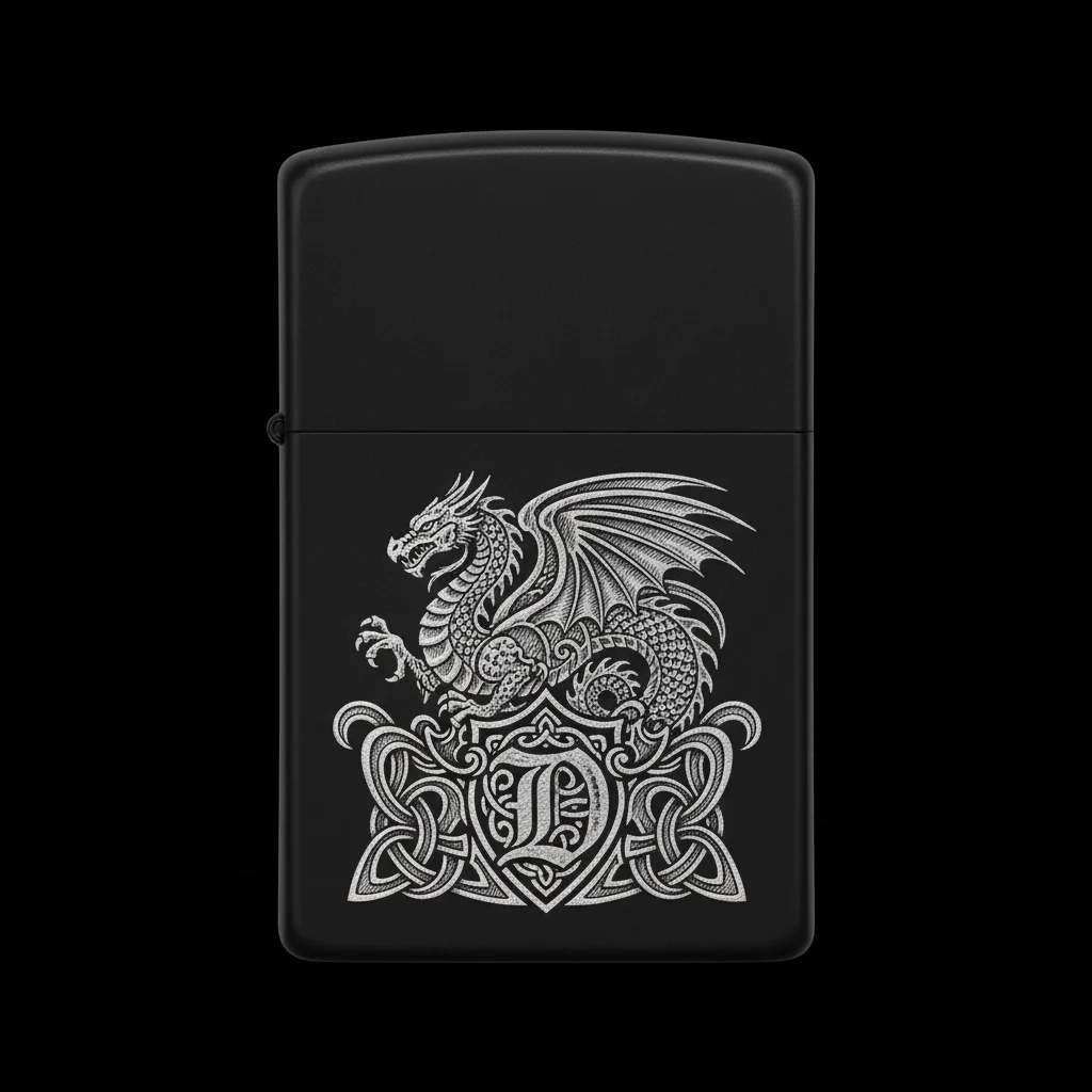 Zippo Ejderha Figürlü D Harfli Tasarım - V76