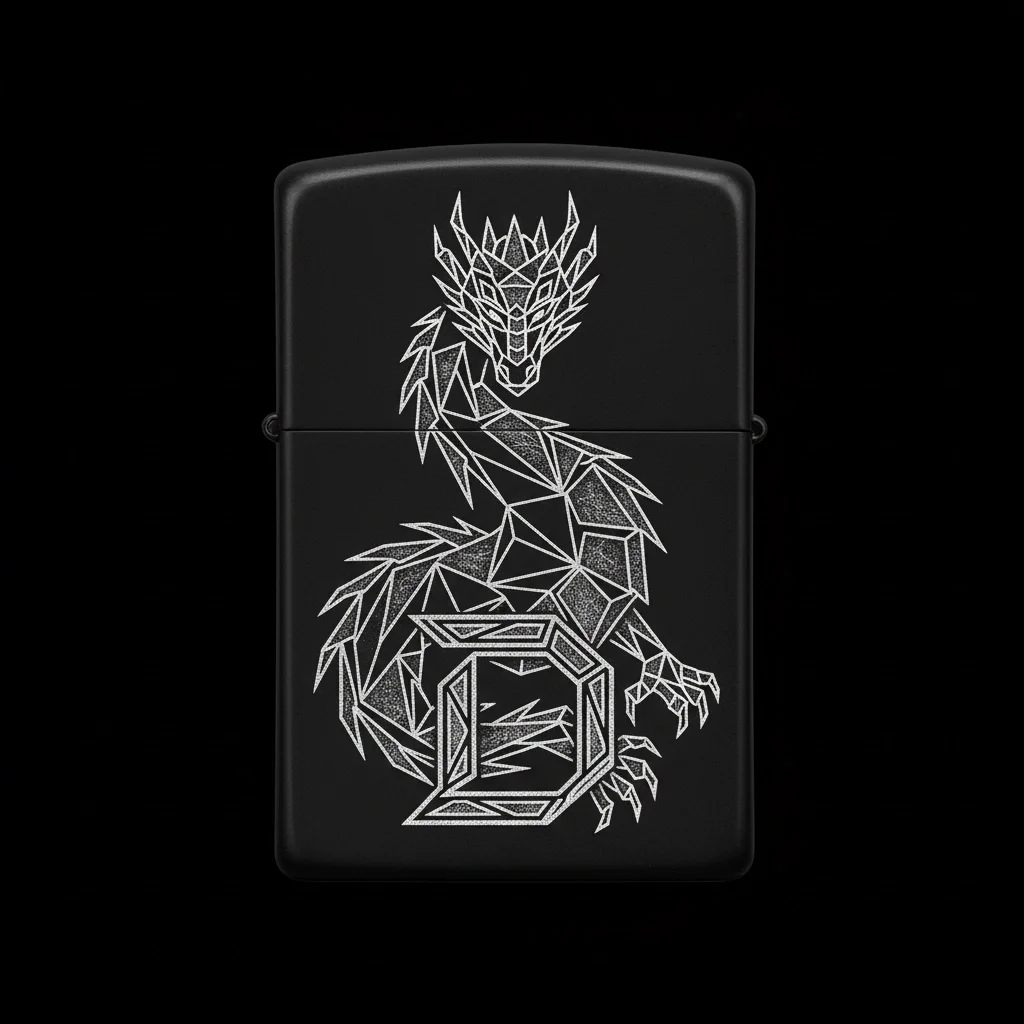 Zippo Ejderha Figürlü D Harfli Tasarım - V8