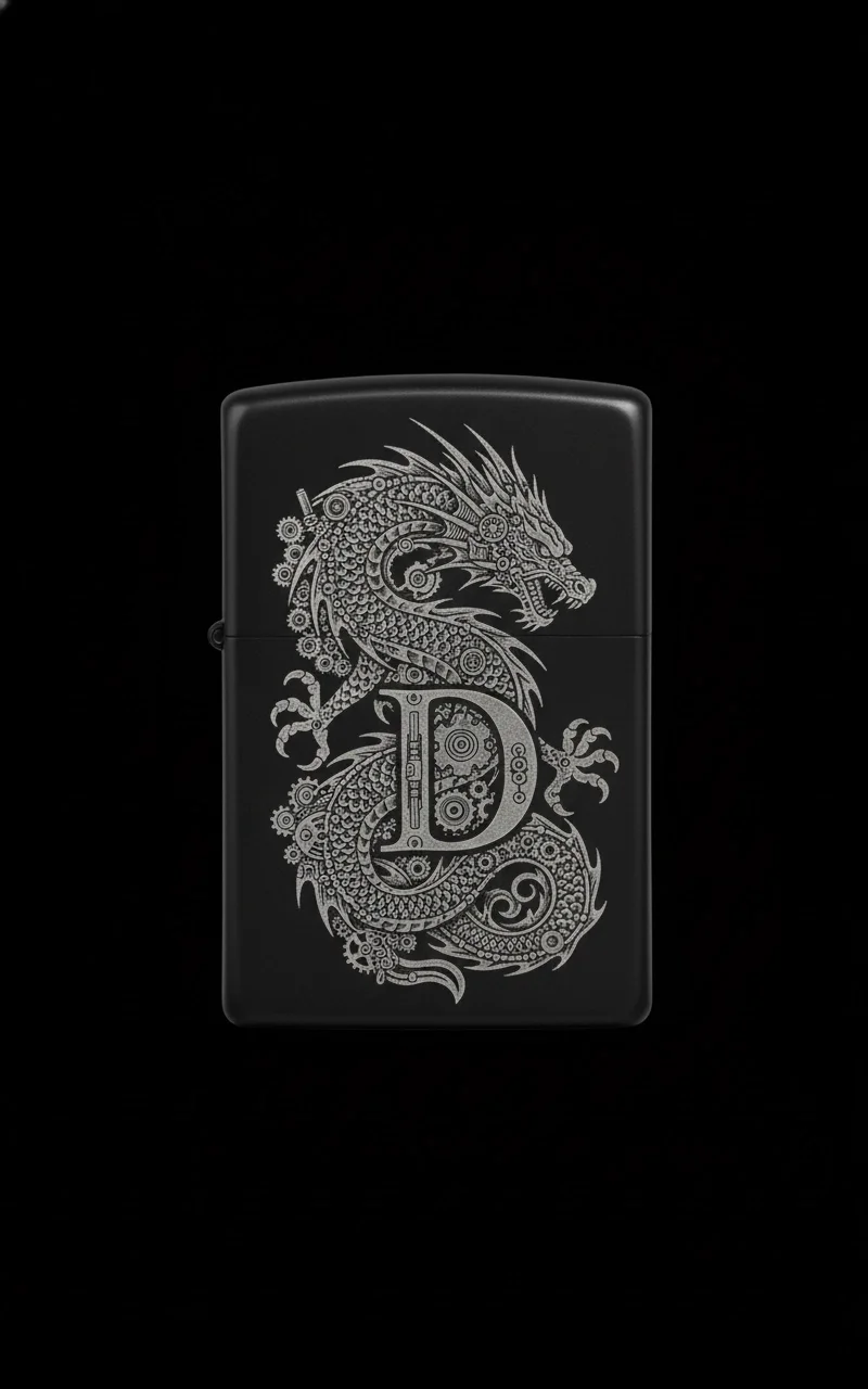 Zippo Ejderha Figürlü D Harfli Tasarım - V81