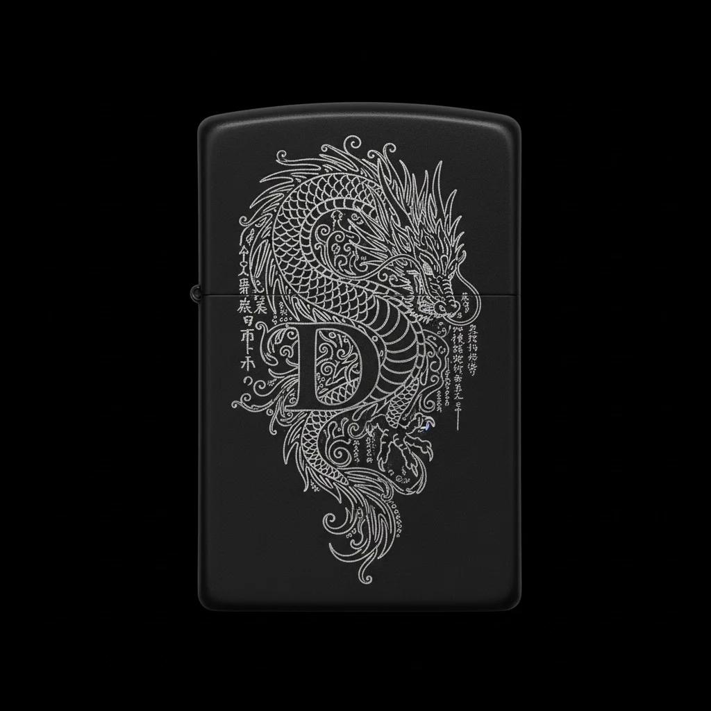 Zippo Ejderha Figürlü D Harfli Tasarım - V82