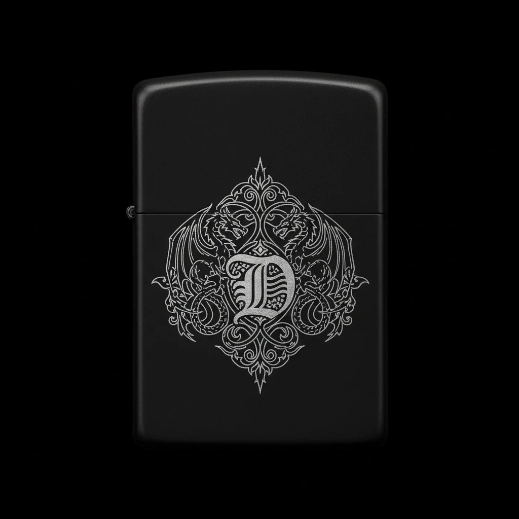 Zippo Ejderha Figürlü D Harfli Tasarım - V83