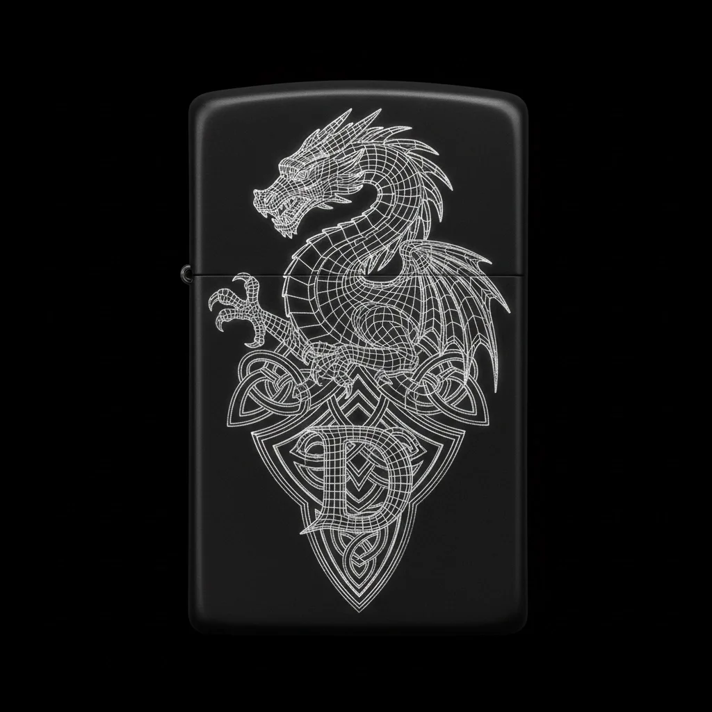 Zippo Ejderha Figürlü D Harfli Tasarım - V84