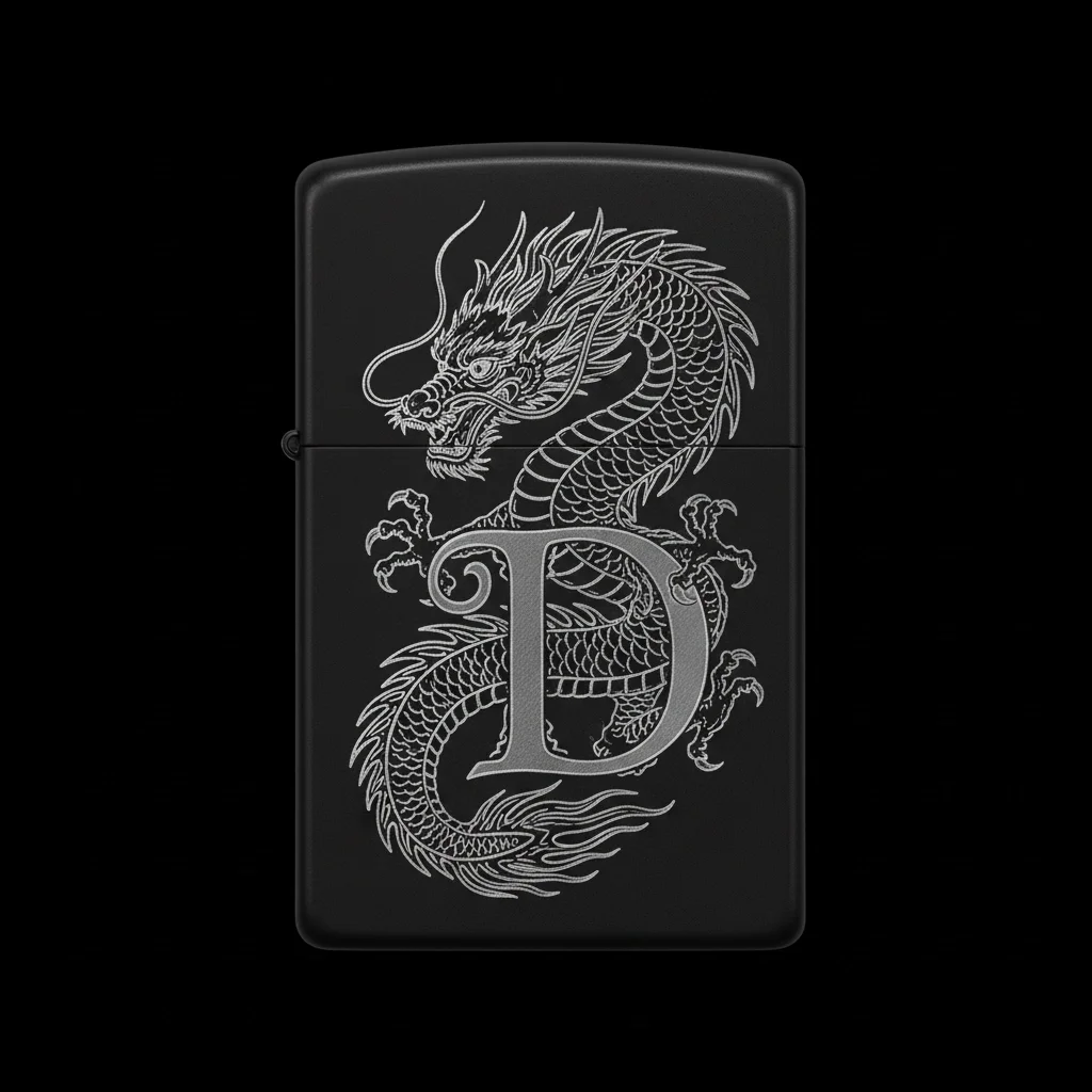 Zippo Ejderha Figürlü D Harfli Tasarım - V85