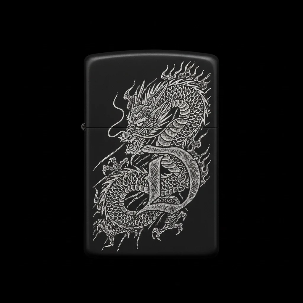 Zippo Ejderha Figürlü D Harfli Tasarım - V88