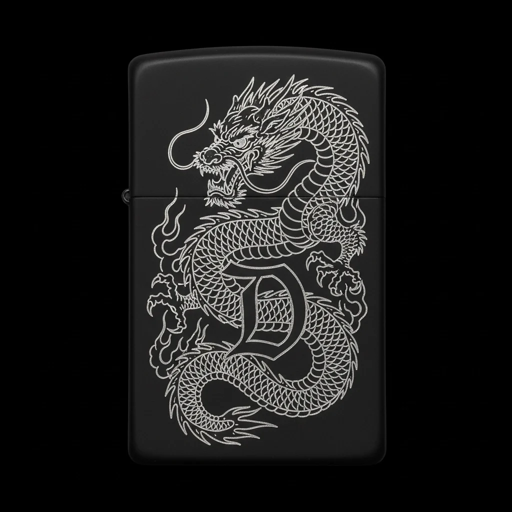 Zippo Ejderha Figürlü D Harfli Tasarım - V89