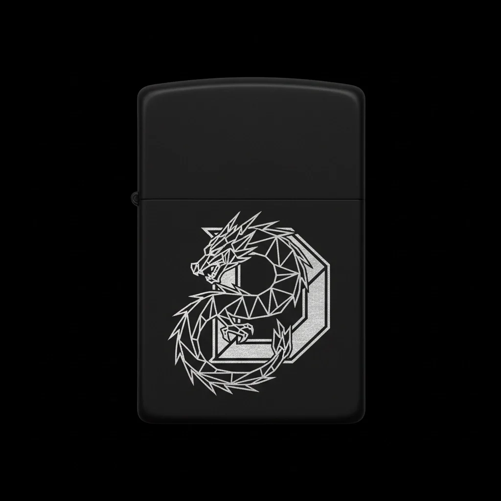 Zippo Ejderha Figürlü D Harfli Tasarım - V9