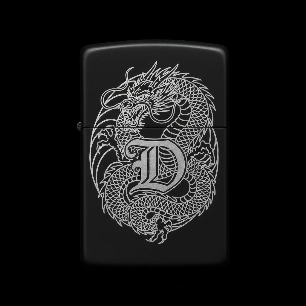 Zippo Ejderha Figürlü D Harfli Tasarım - V90