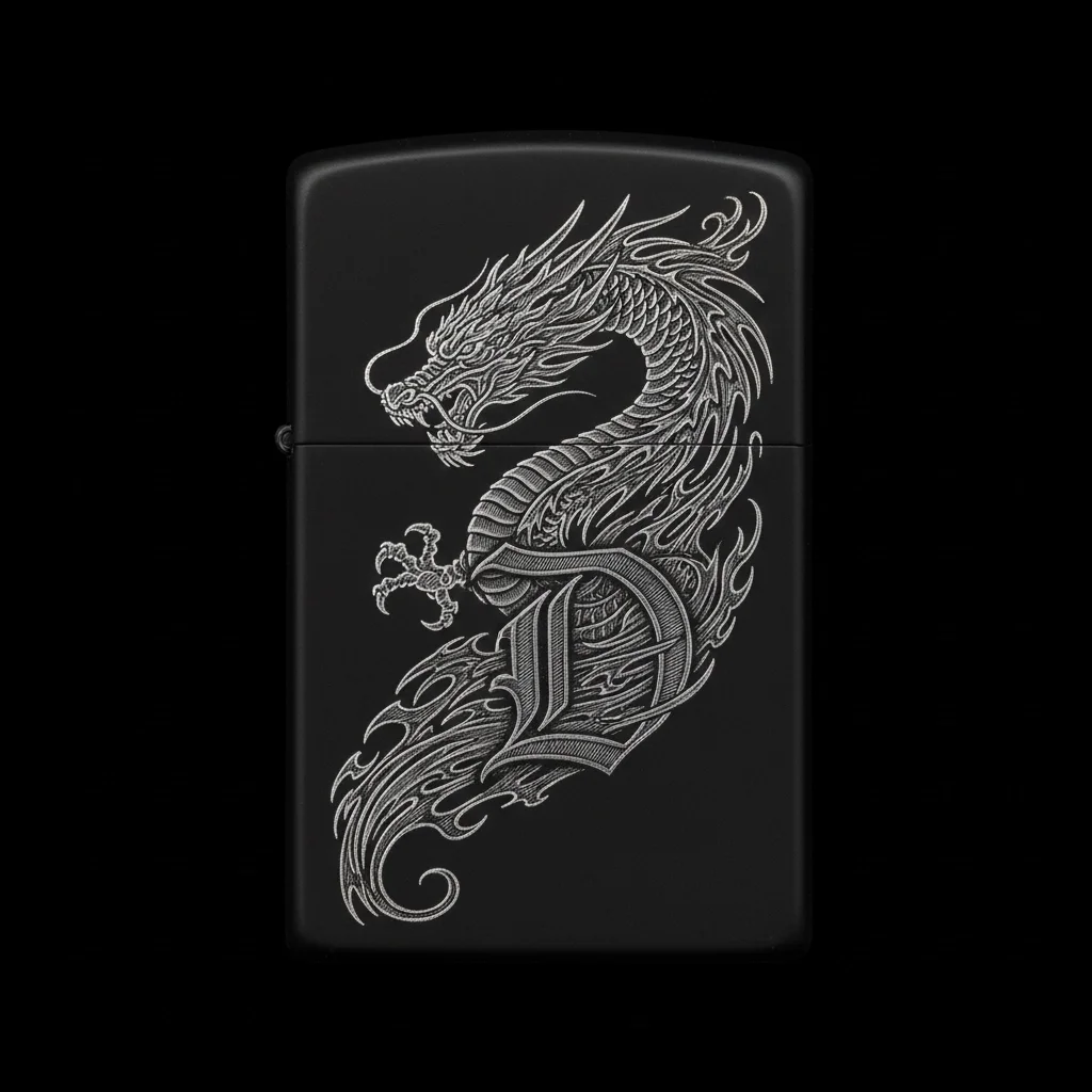 Zippo Ejderha Figürlü D Harfli Tasarım - V91