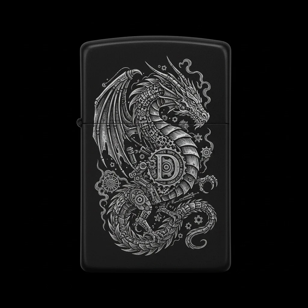 Zippo Ejderha Figürlü D Harfli Tasarım - V92