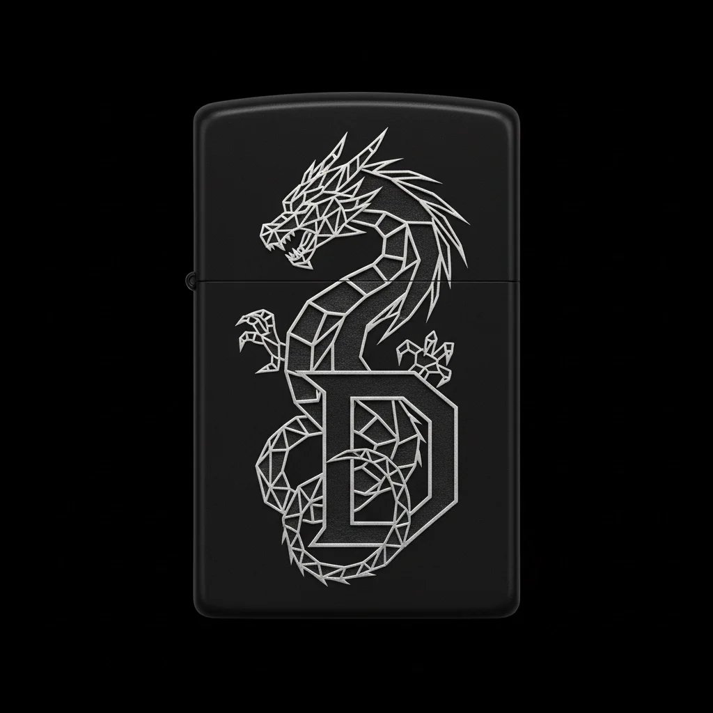 Zippo Ejderha Figürlü D Harfli Tasarım - V93