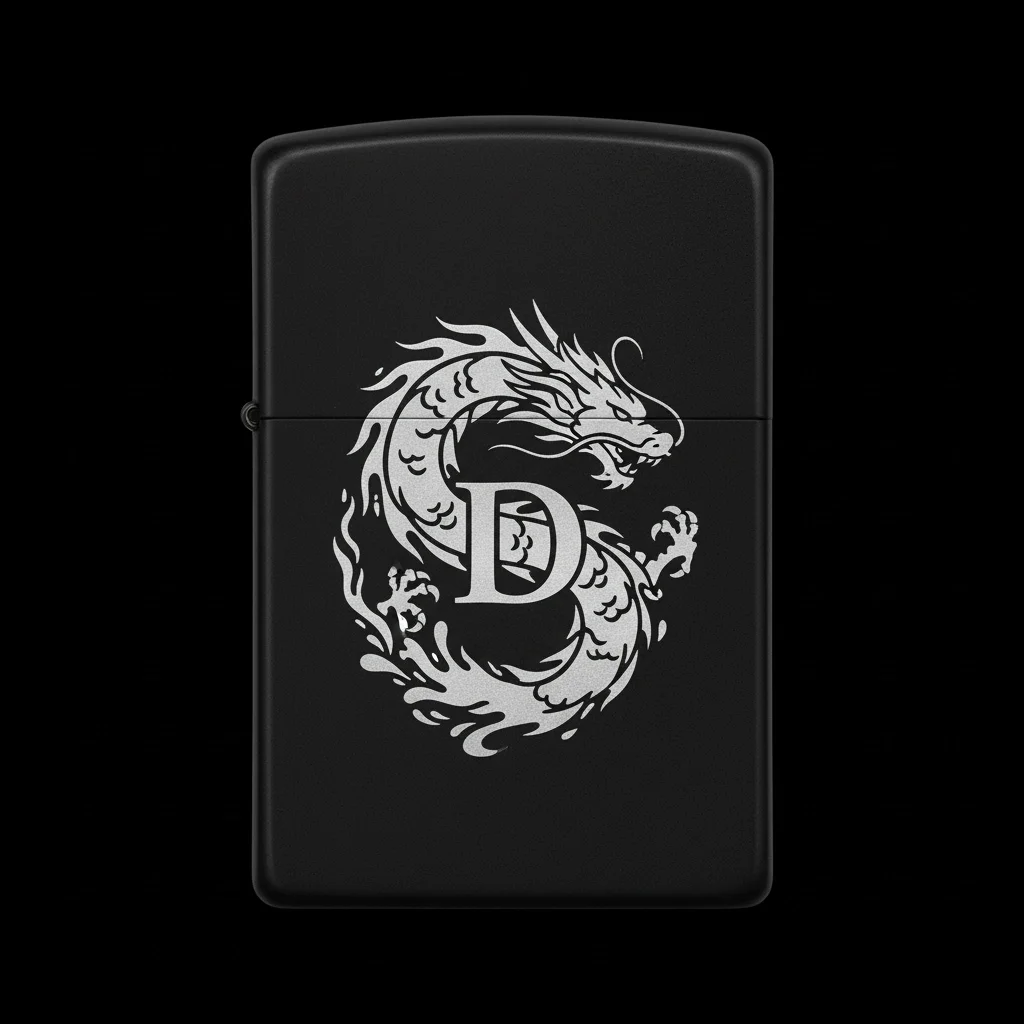 Zippo Ejderha Figürlü D Harfli Tasarım - V94