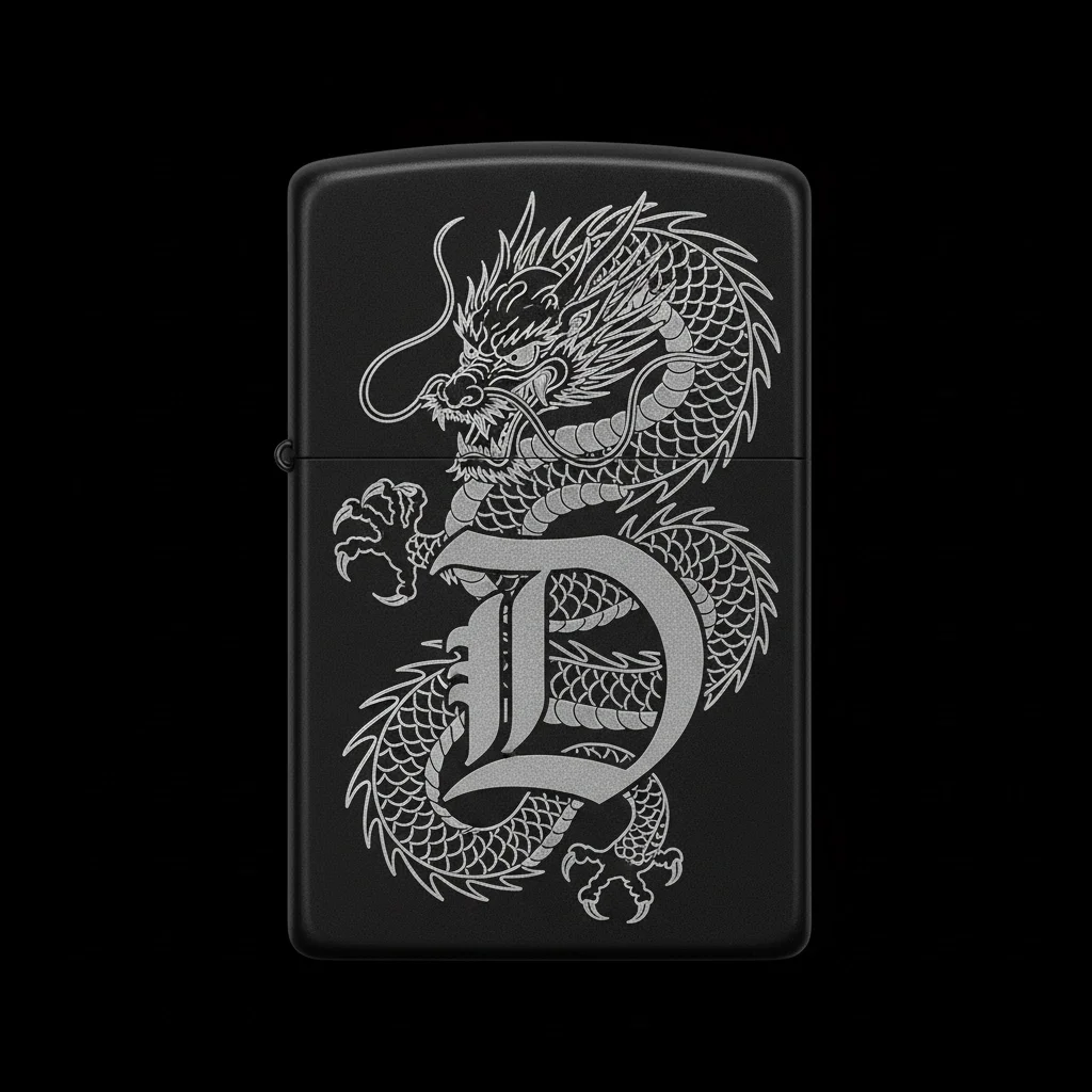 Zippo Ejderha Figürlü D Harfli Tasarım - V95