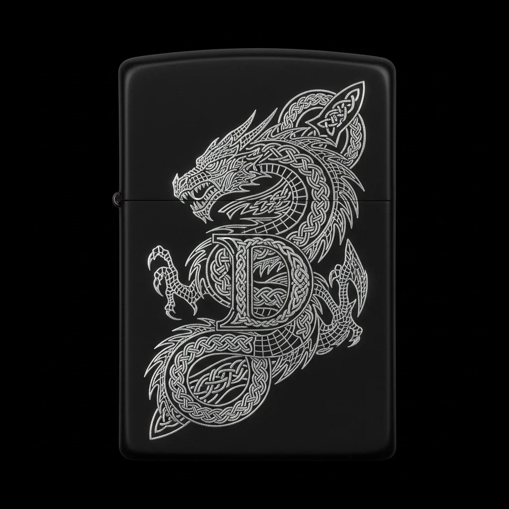 Zippo Ejderha Figürlü D Harfli Tasarım - V96