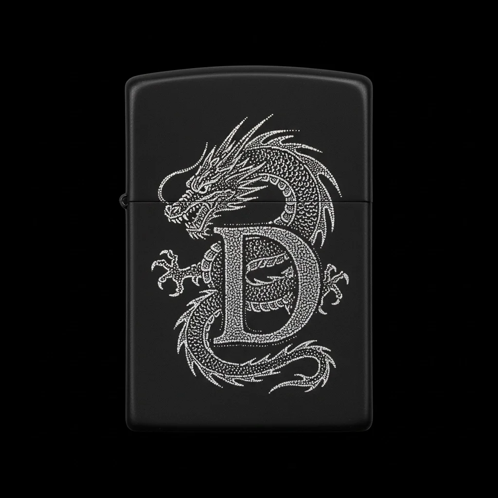 Zippo Ejderha Figürlü D Harfli Tasarım - V97
