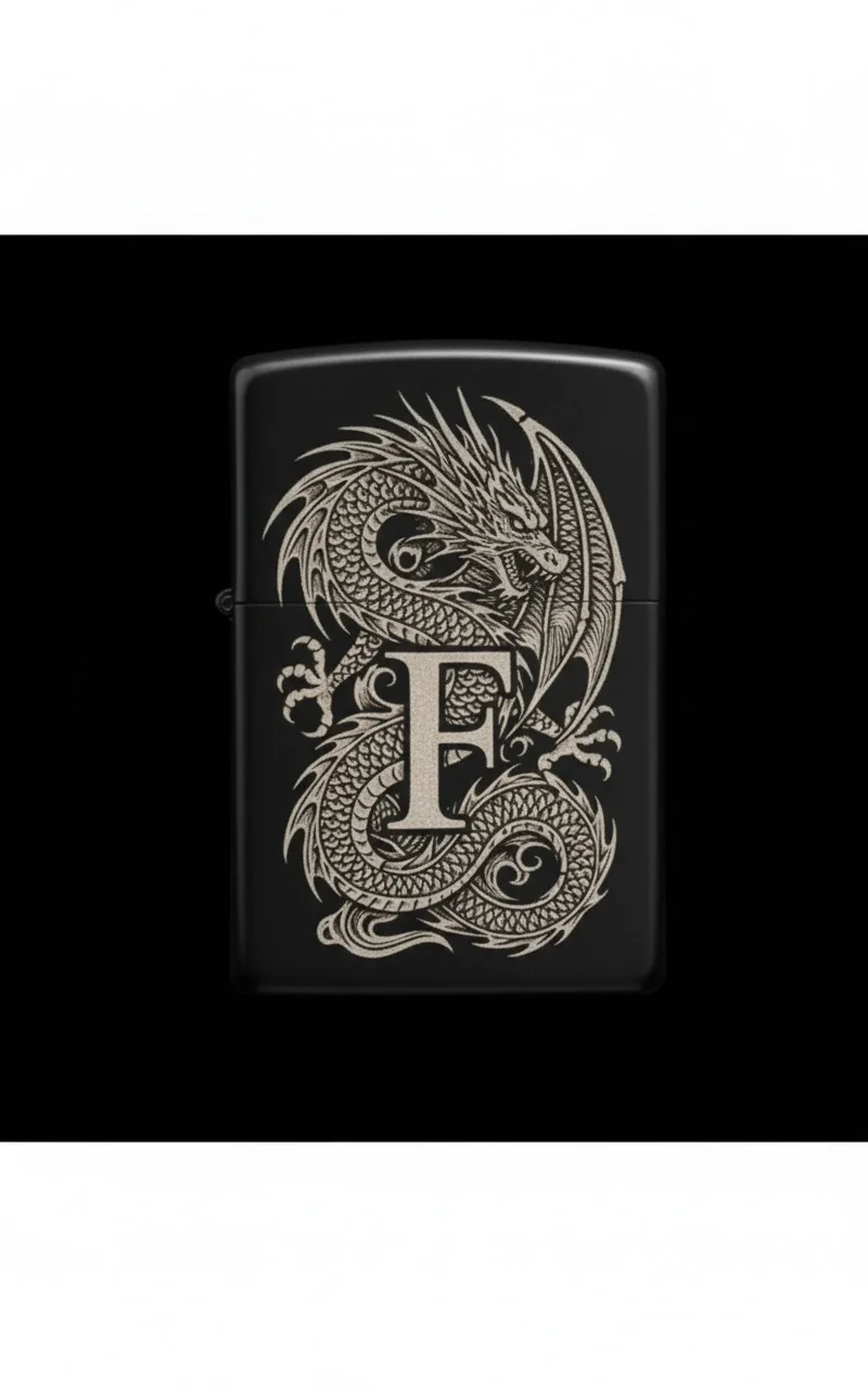 Zippo Ejderha Figürlü F Harfli Tasarım - V13