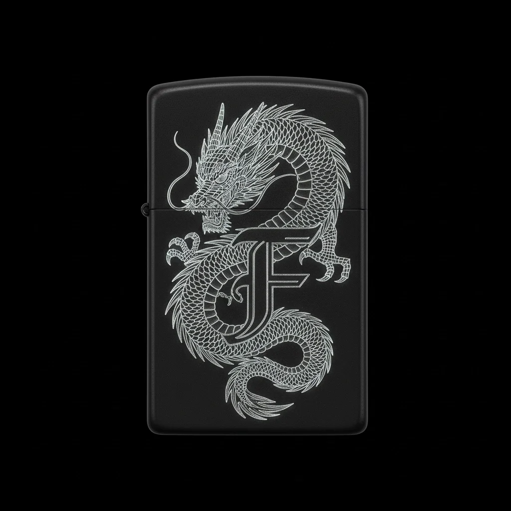Zippo Ejderha Figürlü F Harfli Tasarım - V61