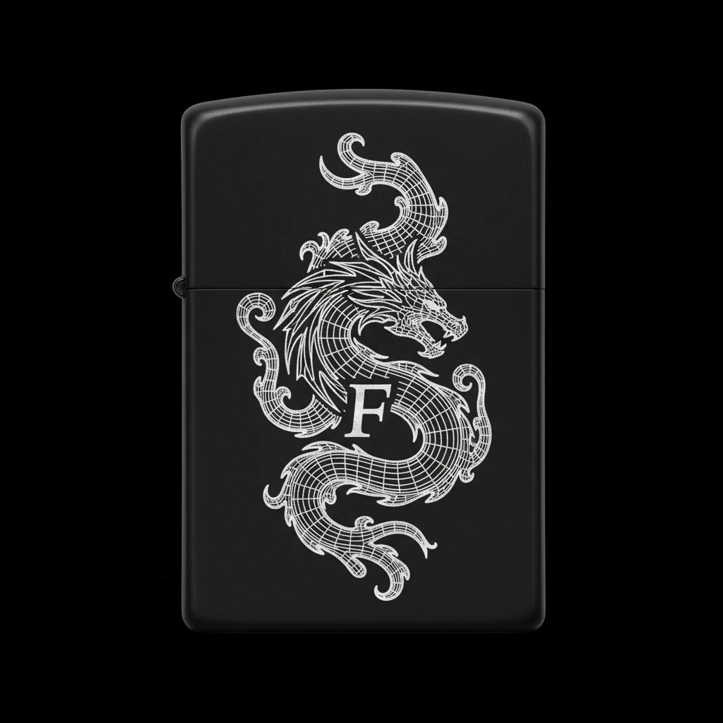 Zippo Ejderha Figürlü F Harfli Tasarım - V65