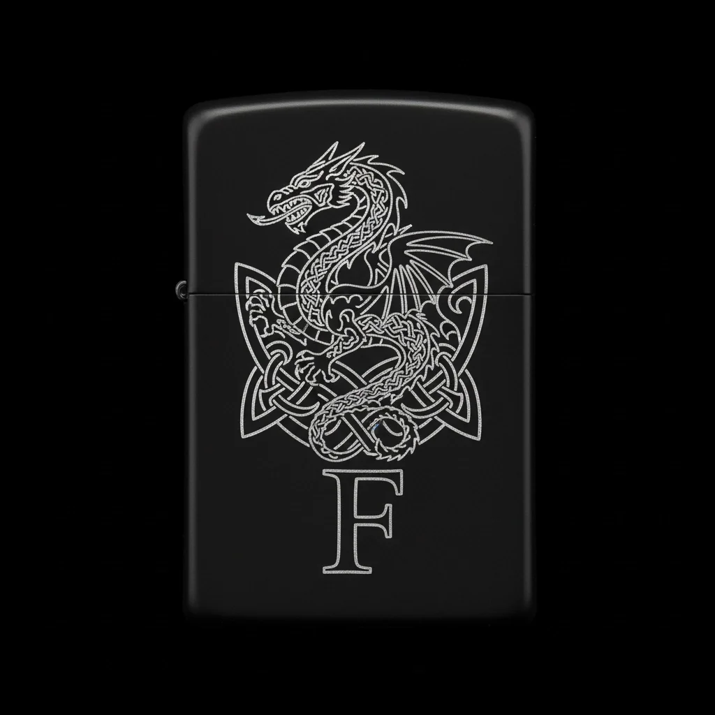 Zippo Ejderha Figürlü F Harfli Tasarım - V76